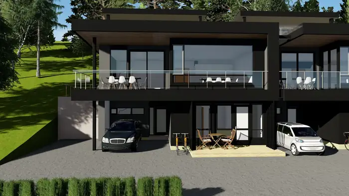 Boligene med biler i carporten
